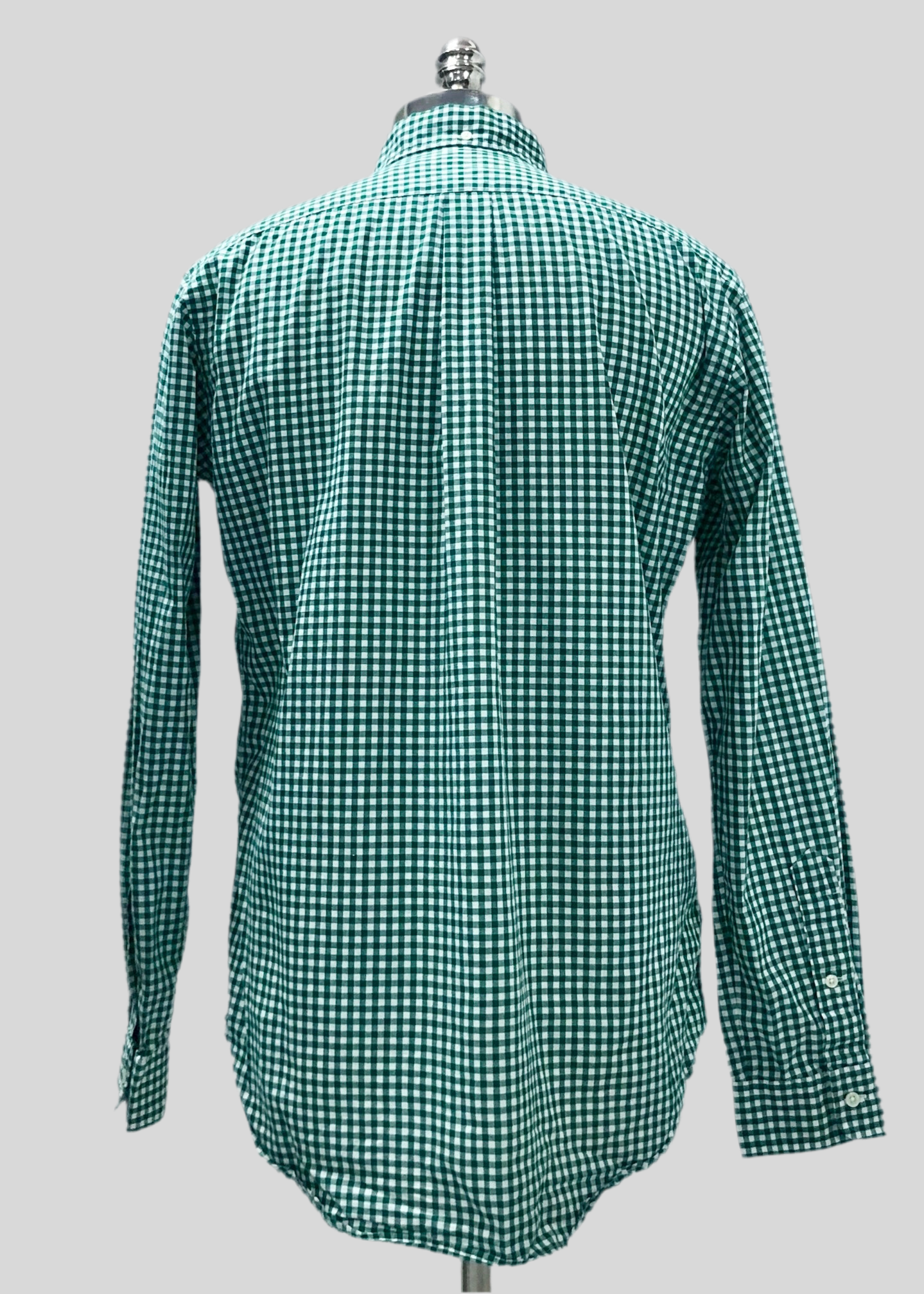 Camisa Polo Ralph Lauren 🏇🏼 con patrón de cuadros gingham verde oscuro y blanco Talla M Entalle Clasico