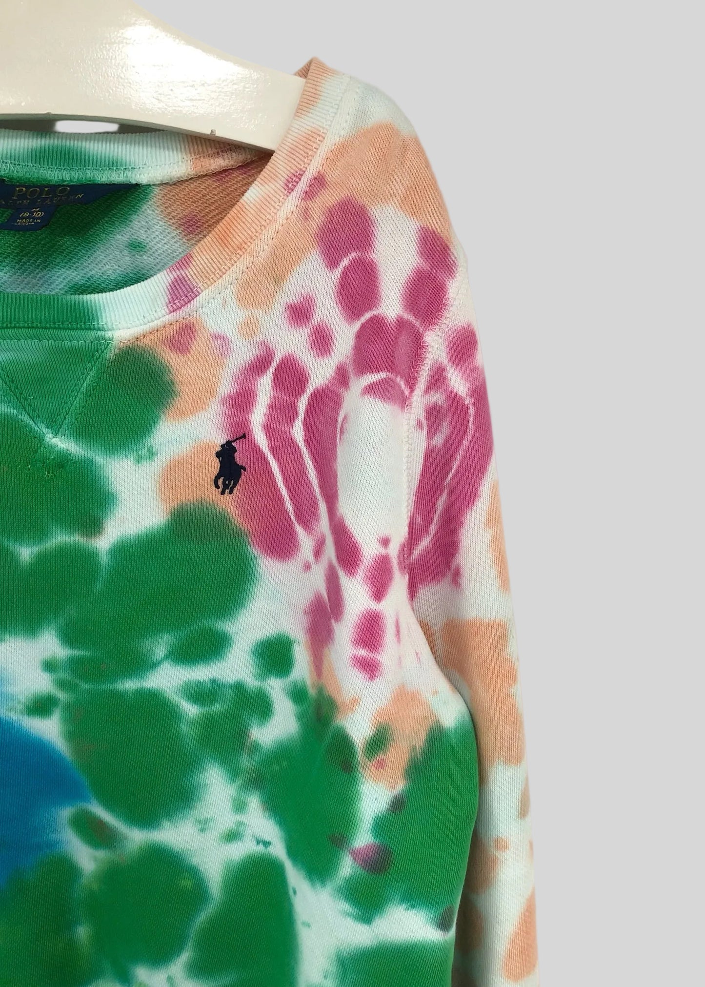 Sueter Jersey de niña Polo Ralph Lauren 🏇🏼 En color blanco con diseño tie dye Talla M (8-10)