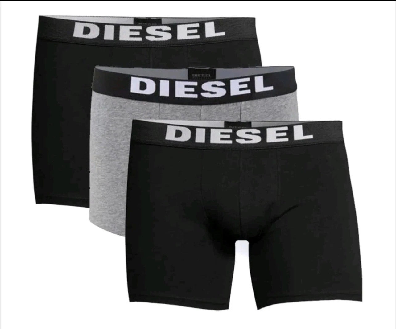Combo de 3 Boxers Briefs Diesel Tela de Algodón color Negro y Gris Talla XL