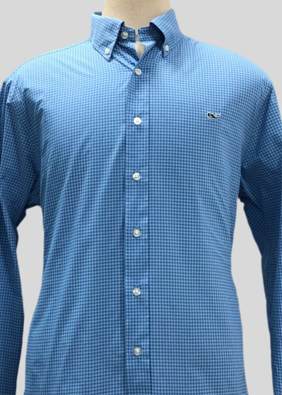 Camisa de botones Vineyard Vines 🐳 Performance de cuadros gingham en color azul y celeste Talla L Entalle Slim Fit