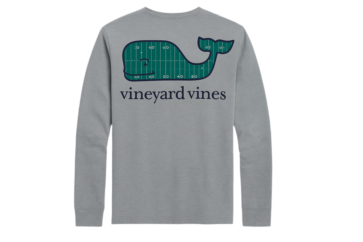 Camiseta cuello redondo Vineyard Vines 🐳 color gris claro con Diseño de Yarda Talla S (ver descripción)