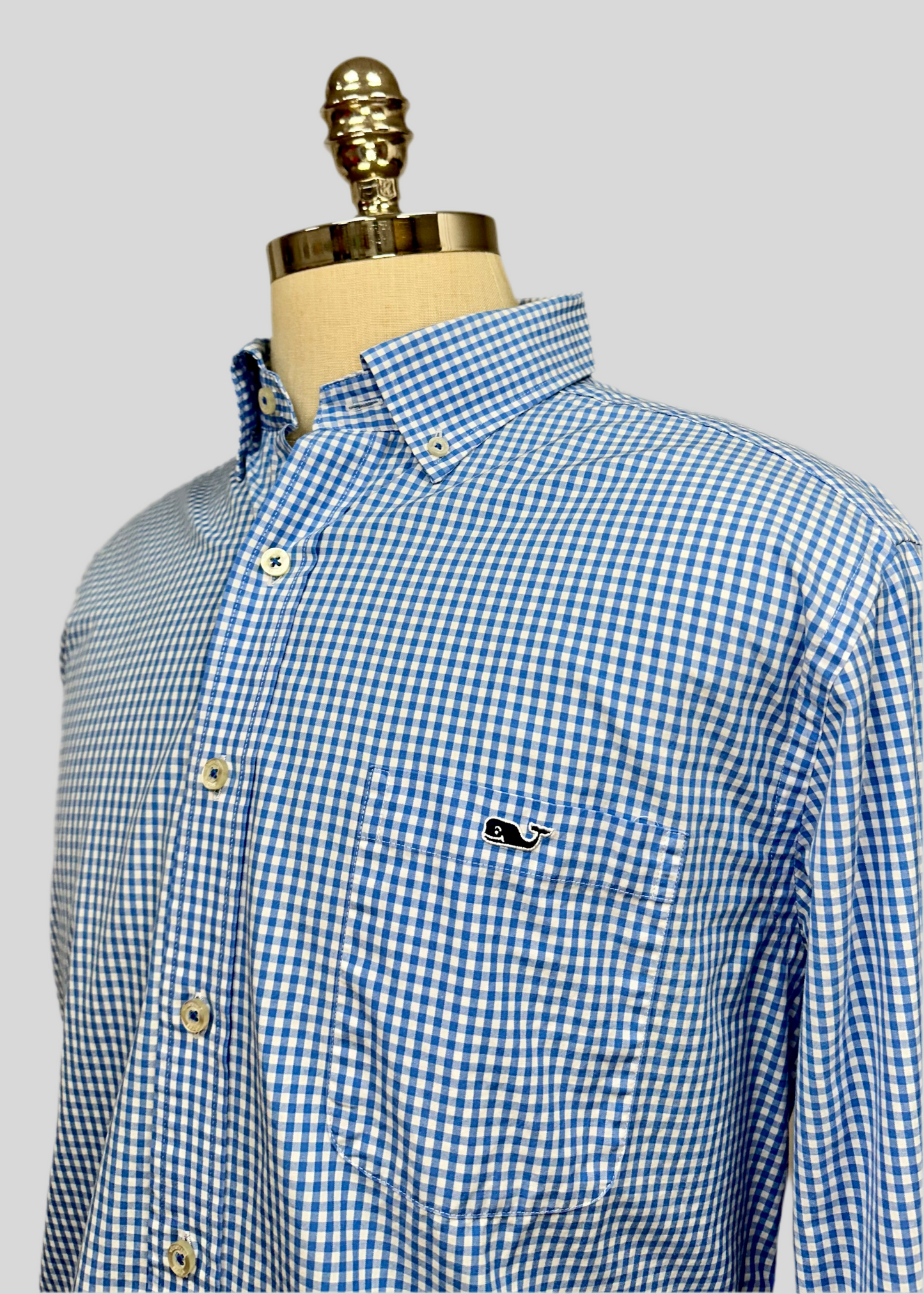 Camisa de cuadros Vineyard Vines 🐳 en color Celeste y blanco Talla XXL Entalle Slim Fit