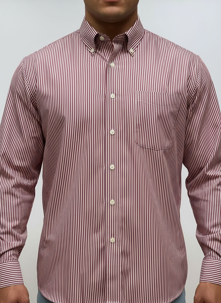 Camisa Brooks Brothers 🐑 color blanco con rayas en rojo Talla XXL Entalle Regular