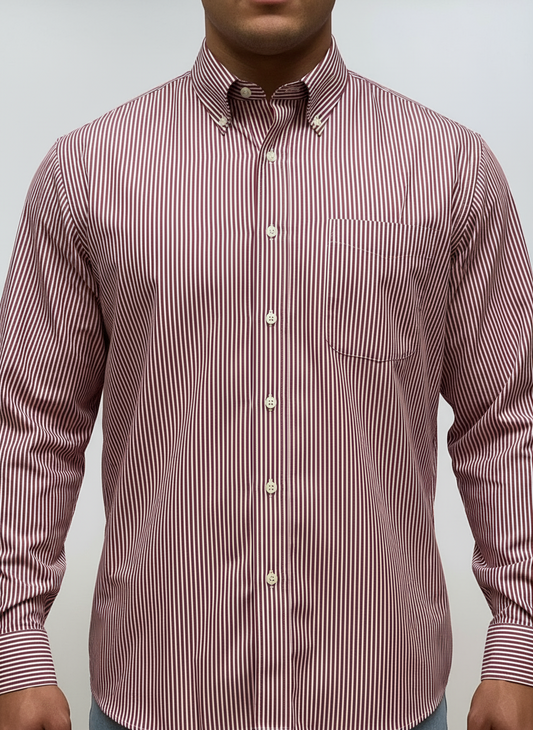 Camisa Brooks Brothers 🐑 color blanco con rayas en rojo Talla XXL Entalle Regular