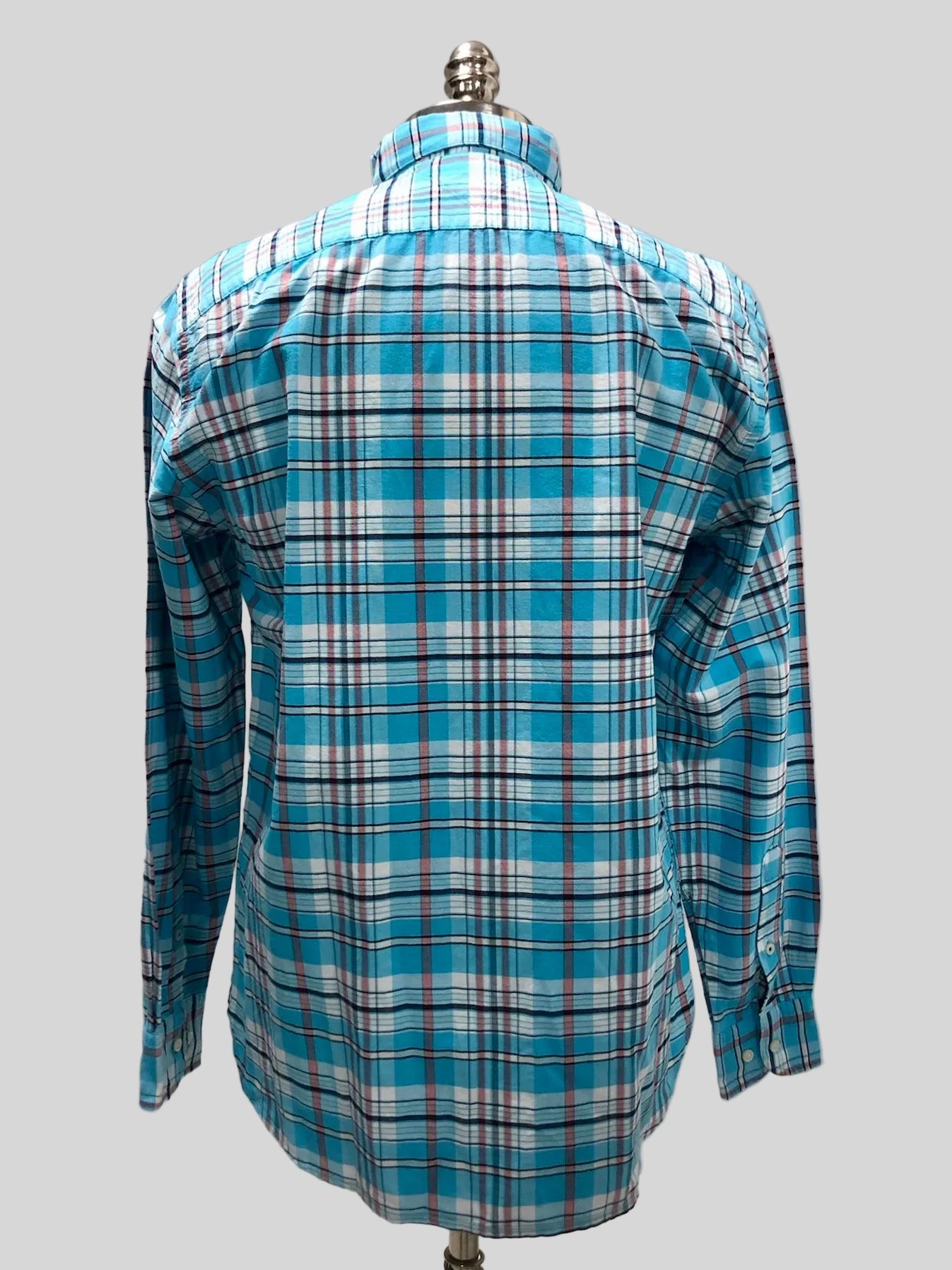 Camisa de botones Tommy Hilfiger 🇺🇸 de cuadros en color turquesa, rosado y blanco Talla M Entalle Regular
