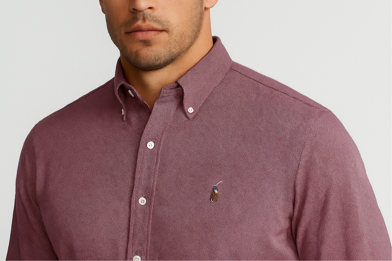 Camisa de botones Polo Ralph Lauren 🏇🏼 Oxford en color rosado oscuro Talla L Entalle Clásico