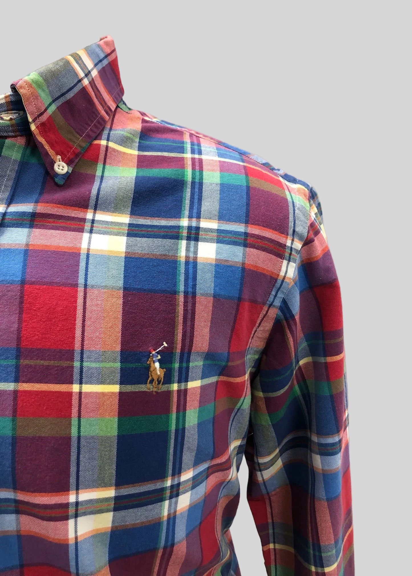 Camisa de botones Polo Ralph Lauren 🏇🏼 Oxford de cuadros tartán en color azul, verde y rojo Talla L Entalle Regular