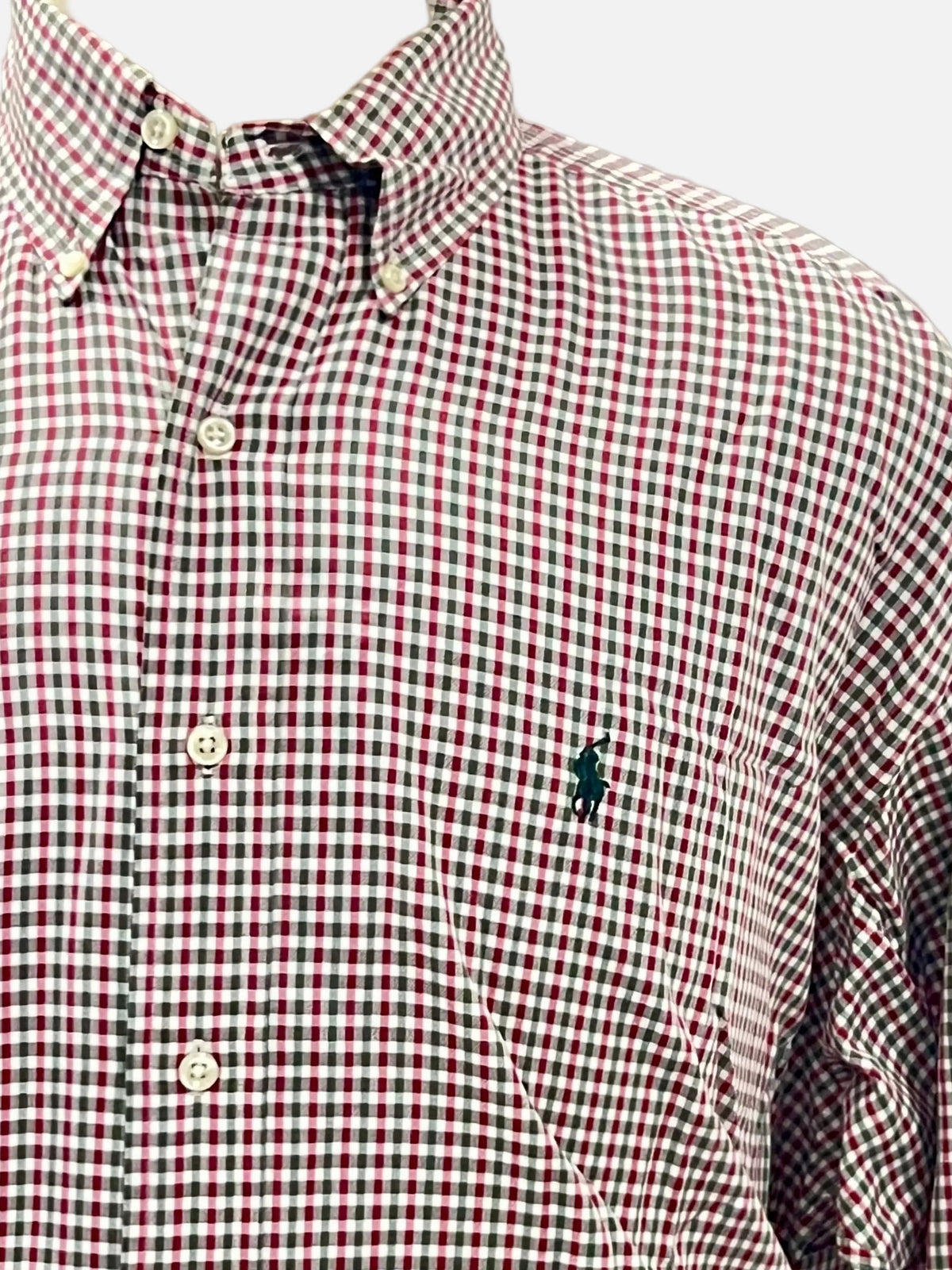 Camisa de botones Polo Ralph Lauren 🏇🏼 con cuadros en color verde oscuro, rojo y blanco Talla XL Entalle Regular
