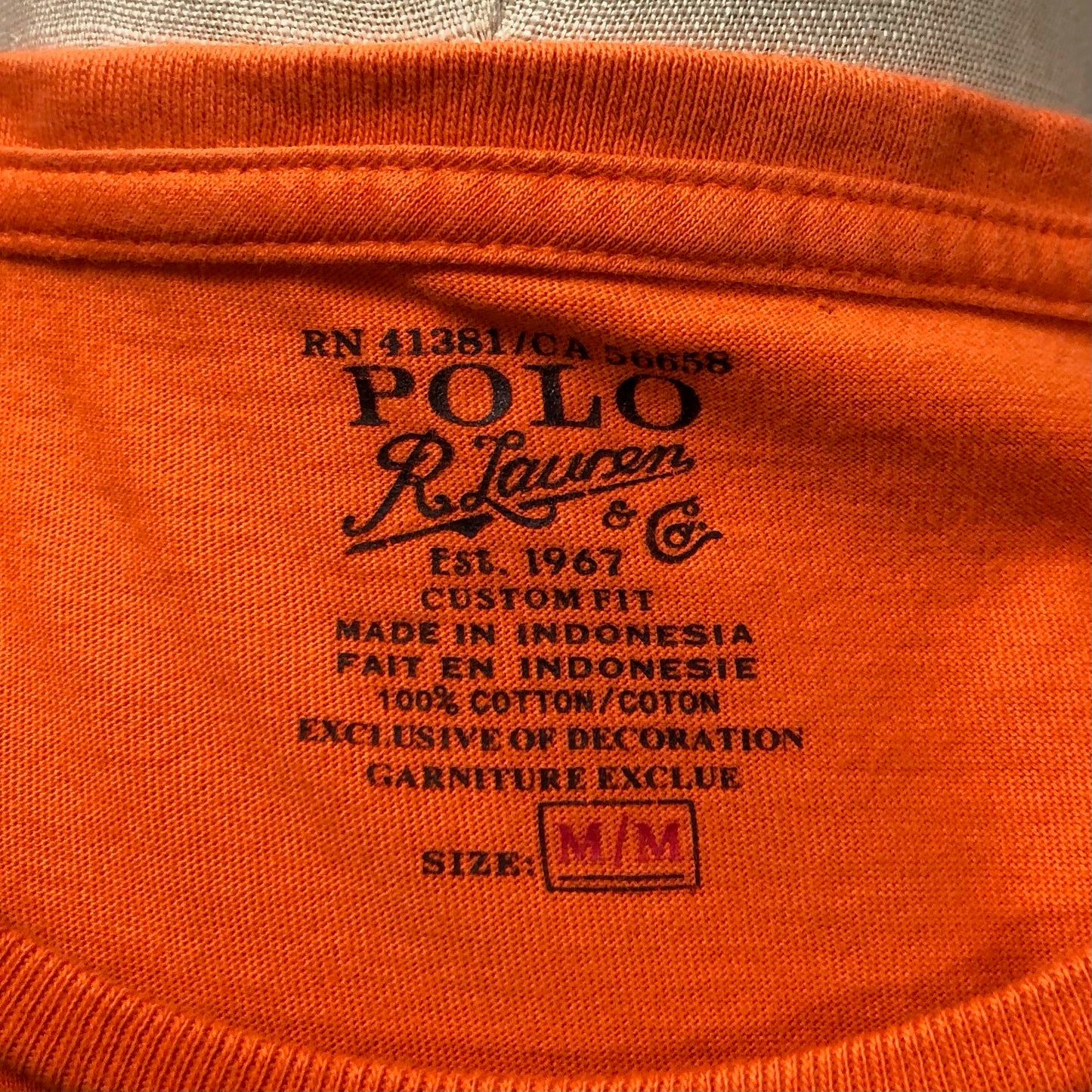 Camiseta cuello redondo Polo Ralph Lauren 🏇🏼 color naranja intenso Talla M Entalle Regular (ver descripción)