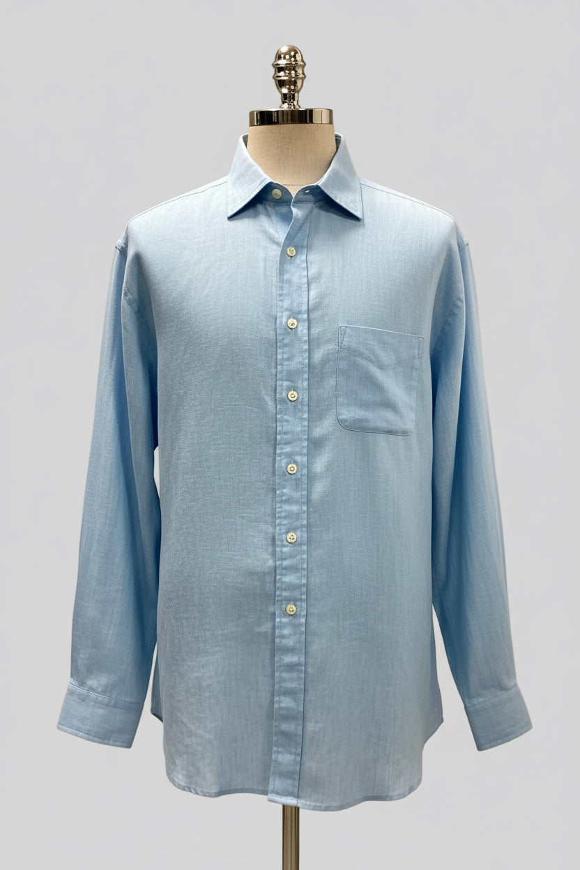 Camisa Brooks Brothers 🐑 De lino color celeste Talla XXL Entalle Regular