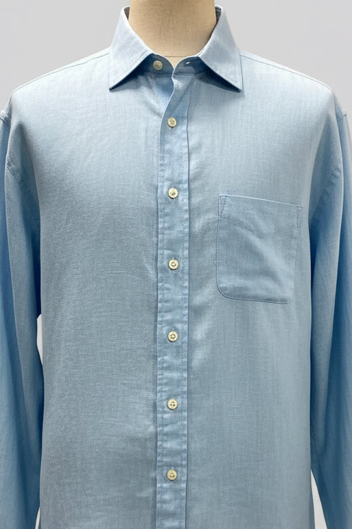 Camisa Brooks Brothers 🐑 De lino color celeste Talla XXL Entalle Regular