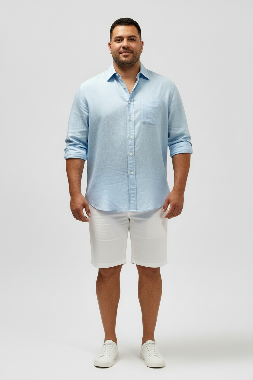 Camisa Brooks Brothers 🐑 De lino color celeste Talla XXL Entalle Regular