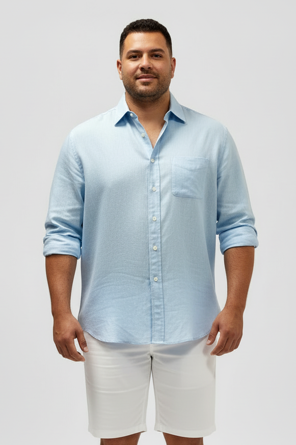 Camisa Brooks Brothers 🐑 De lino color celeste Talla XXL Entalle Regular