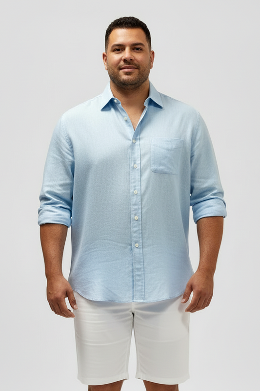 Camisa Brooks Brothers 🐑 De lino color celeste Talla XXL Entalle Regular