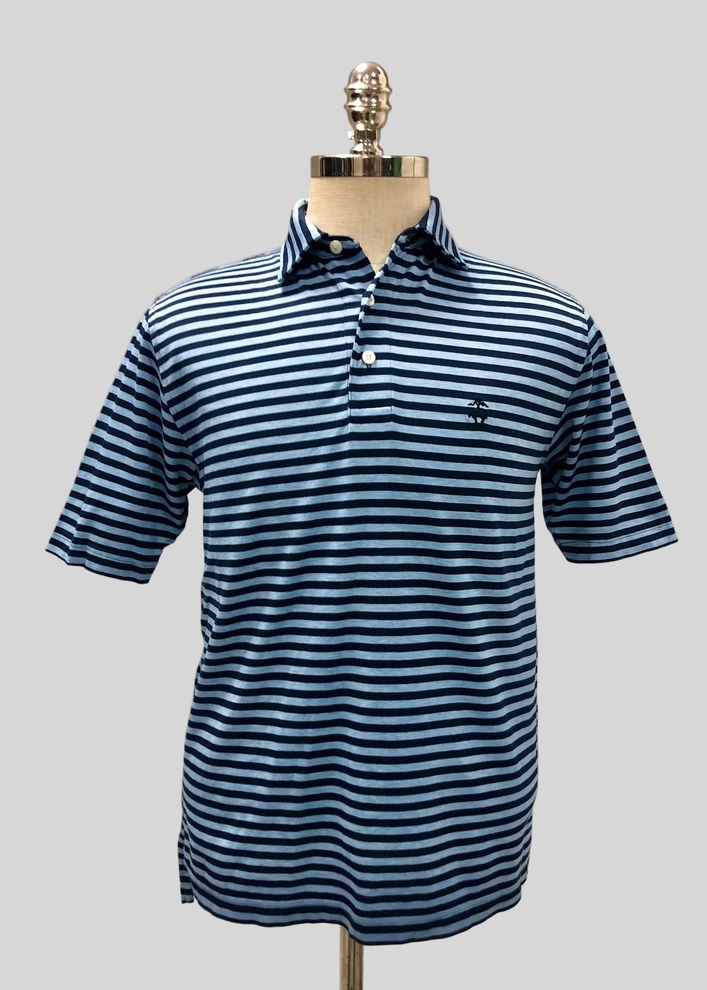 Camiseta Polo Brooks Brothers 🐑 con patrón de rayas celeste y azul navy Talla S Entalle Regular