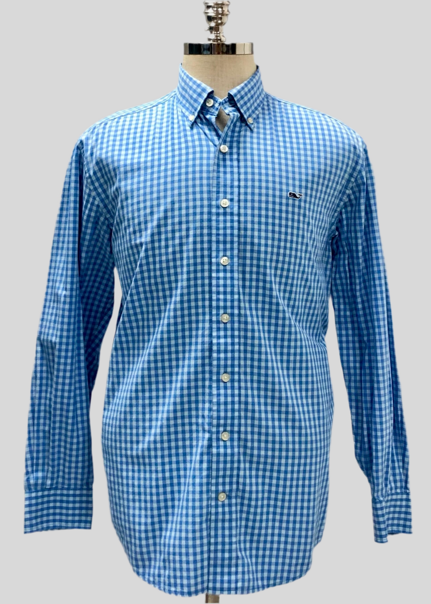 Camisa de botones Vineyard Vines 🐳 de cuadros gingham en color celeste y azul Talla M Entalle Regular