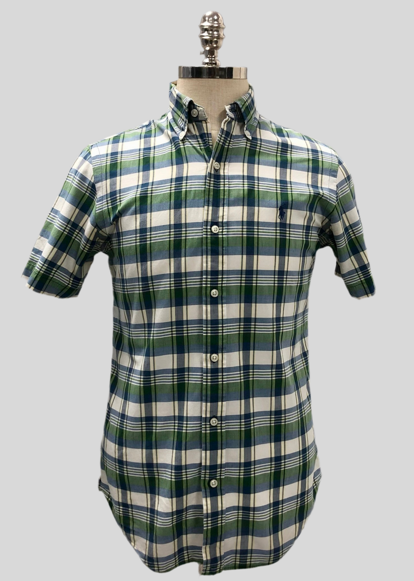 Camisa de botones Polo Ralph Lauren 🏇🏼 de cuadros tartán en color azul, verde y blanco Talla S Entalle Regular
