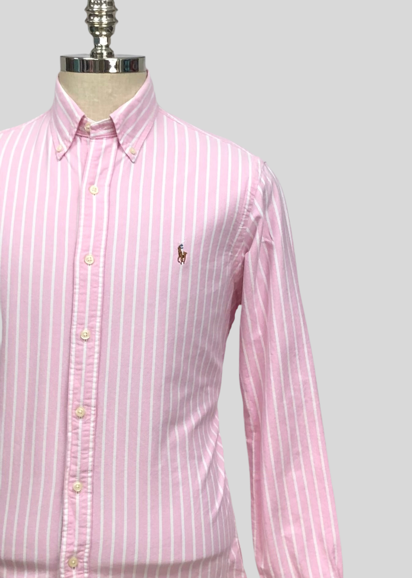 Camisa Polo Ralph Lauren 🏇🏼 Oxford color rosado con rayas en color blanco Talla M Entalle Regular