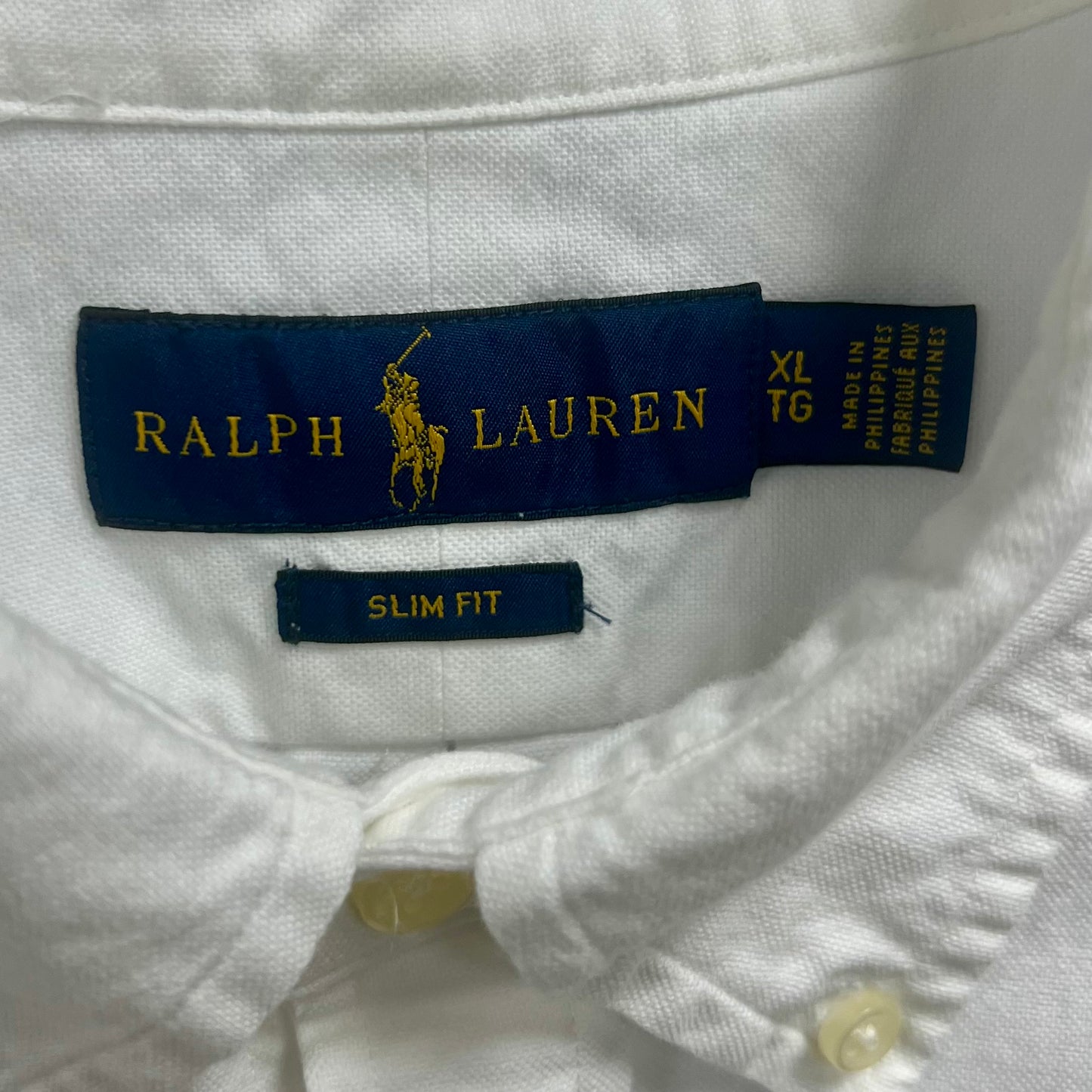 Camisa de botones Polo Ralph Lauren 🏇🏼 Oxford en color blanco Talla XL Entalle Slim Fit
