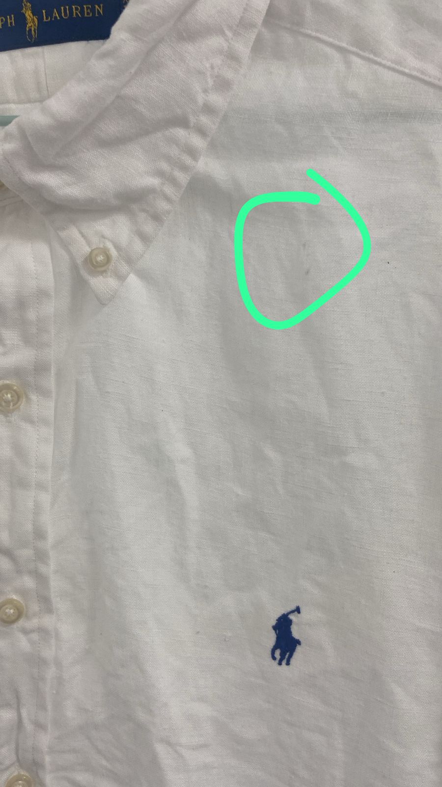 Camisa Polo Ralph Lauren 🏇🏼 de Lino en color blanco Talla XL Entalle Regular (ver descripción)