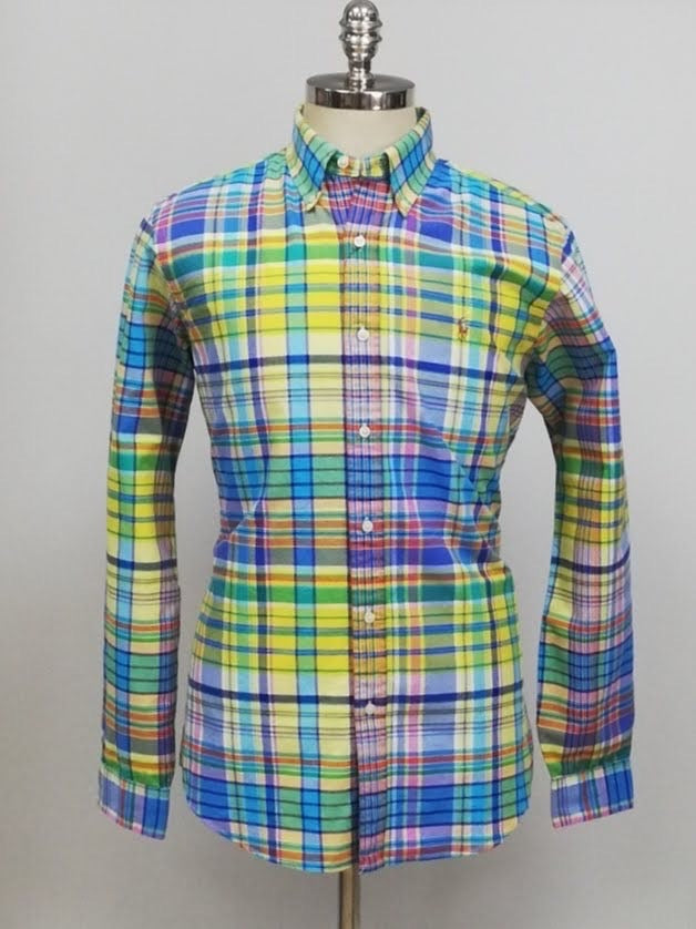 Camisa Polo Ralph Lauren 🏇🏼 con patron de cuadros tartán multicolor Talla M Entalle Clásico