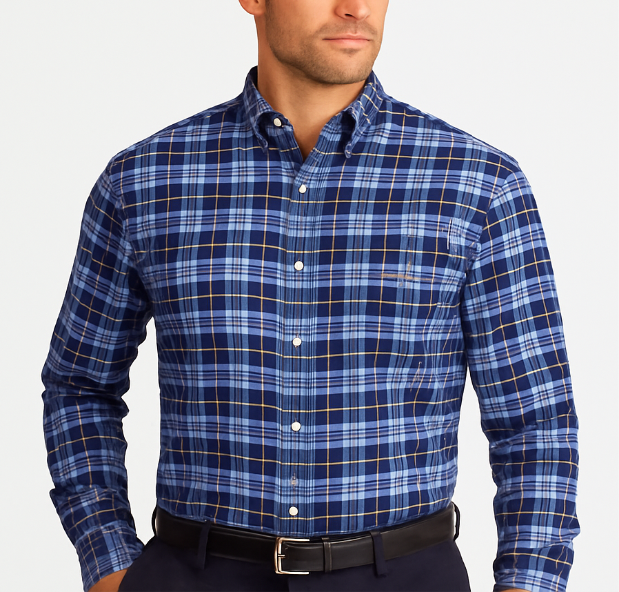 Camisa Polo Ralph Lauren 🏇🏼 Oxford de cuadros en color azul navy, azul y blanco Talla XL Entalle Clásico