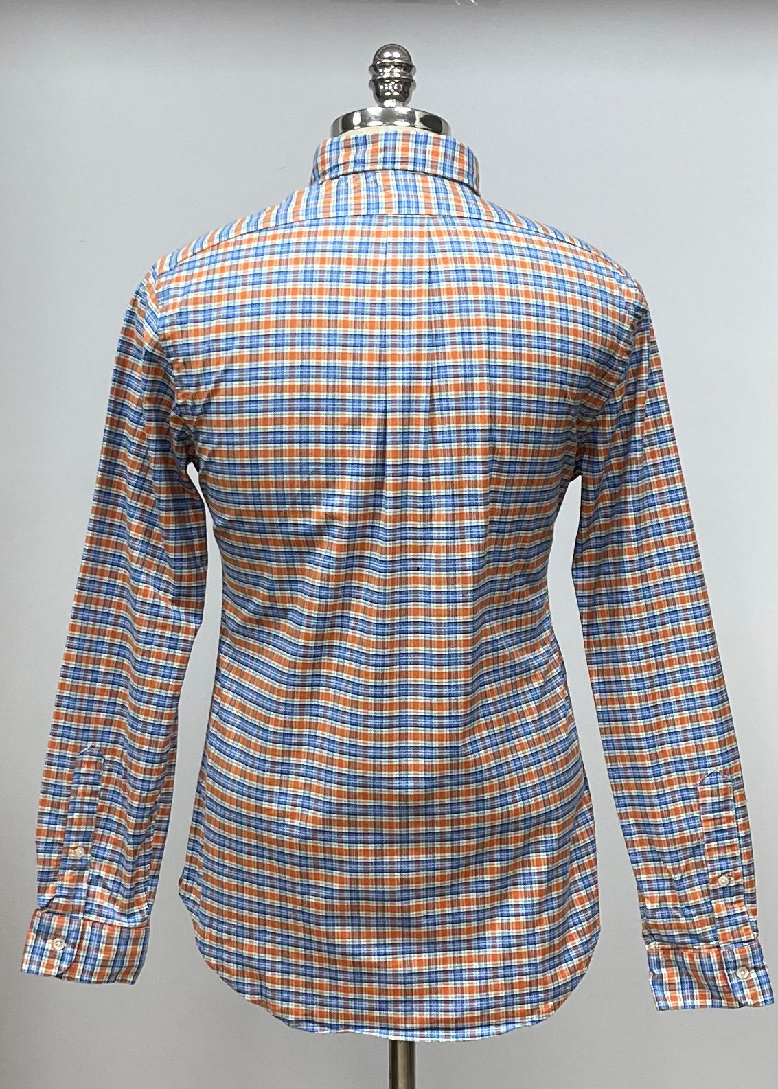 Camisa Polo Ralph Lauren 🏇🏼 Oxford con patron de cuadros tartán en color naranja, azul y blanco Talla M Entalle Slim Fit