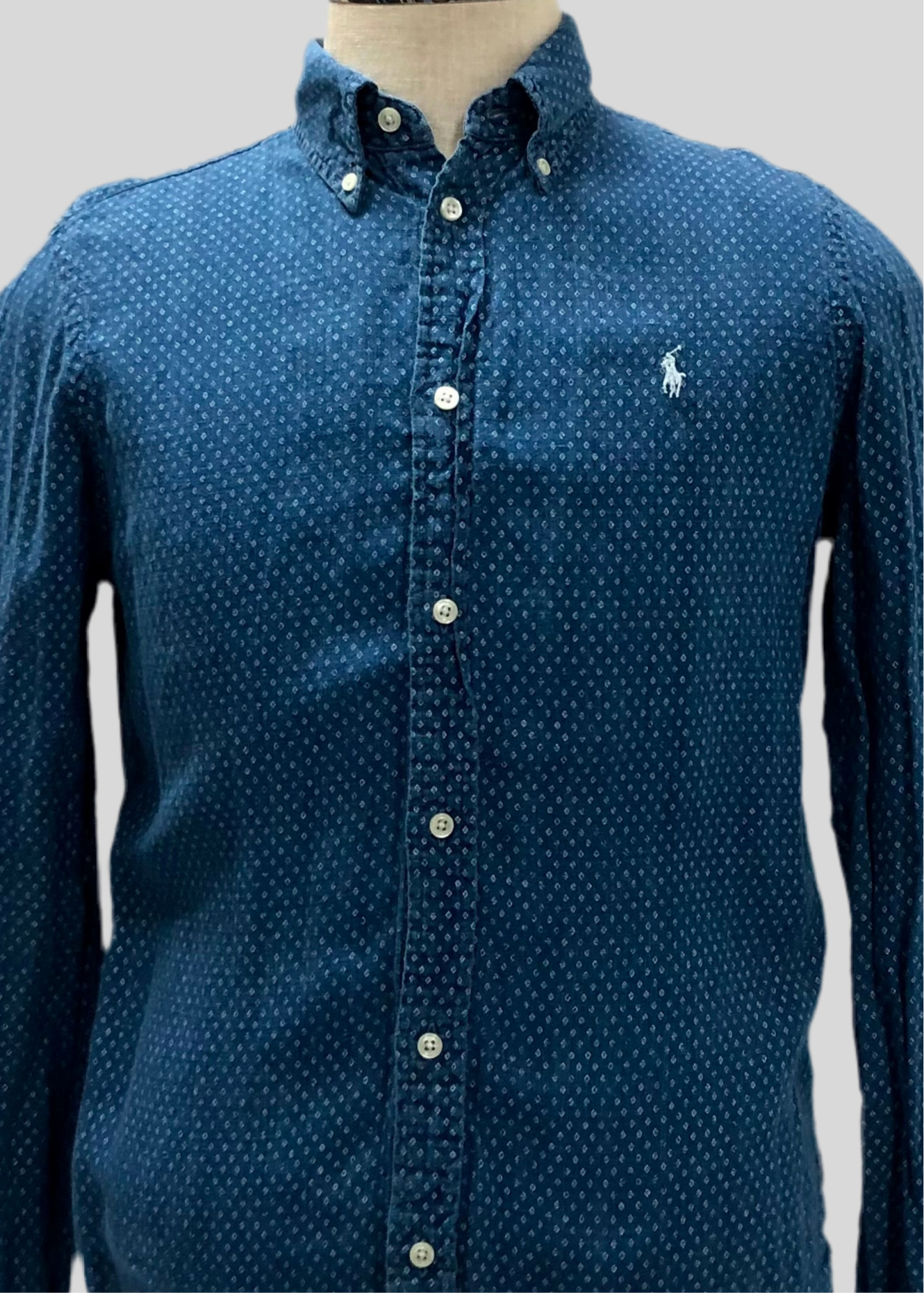 Camisa de botones Polo Ralph Lauren 🏇🏼 en color azul navy con diseño de Tríptico Talla L Entalle Regular
