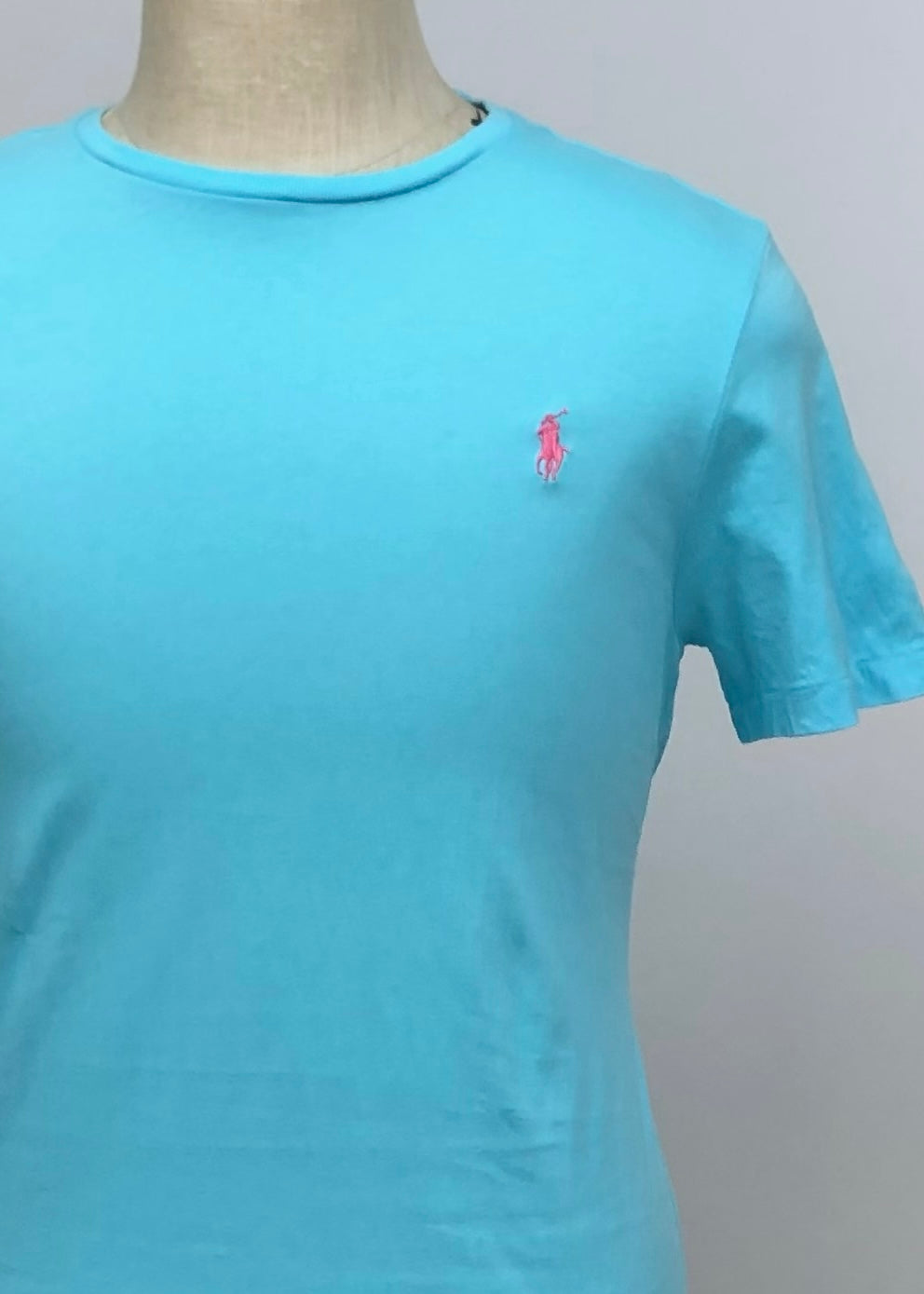 Camiseta cuello Redondo Polo Ralph Lauren 🏇🏼 color turquesa manga corta Talla M Entalle Custom Fit (ver descripción)