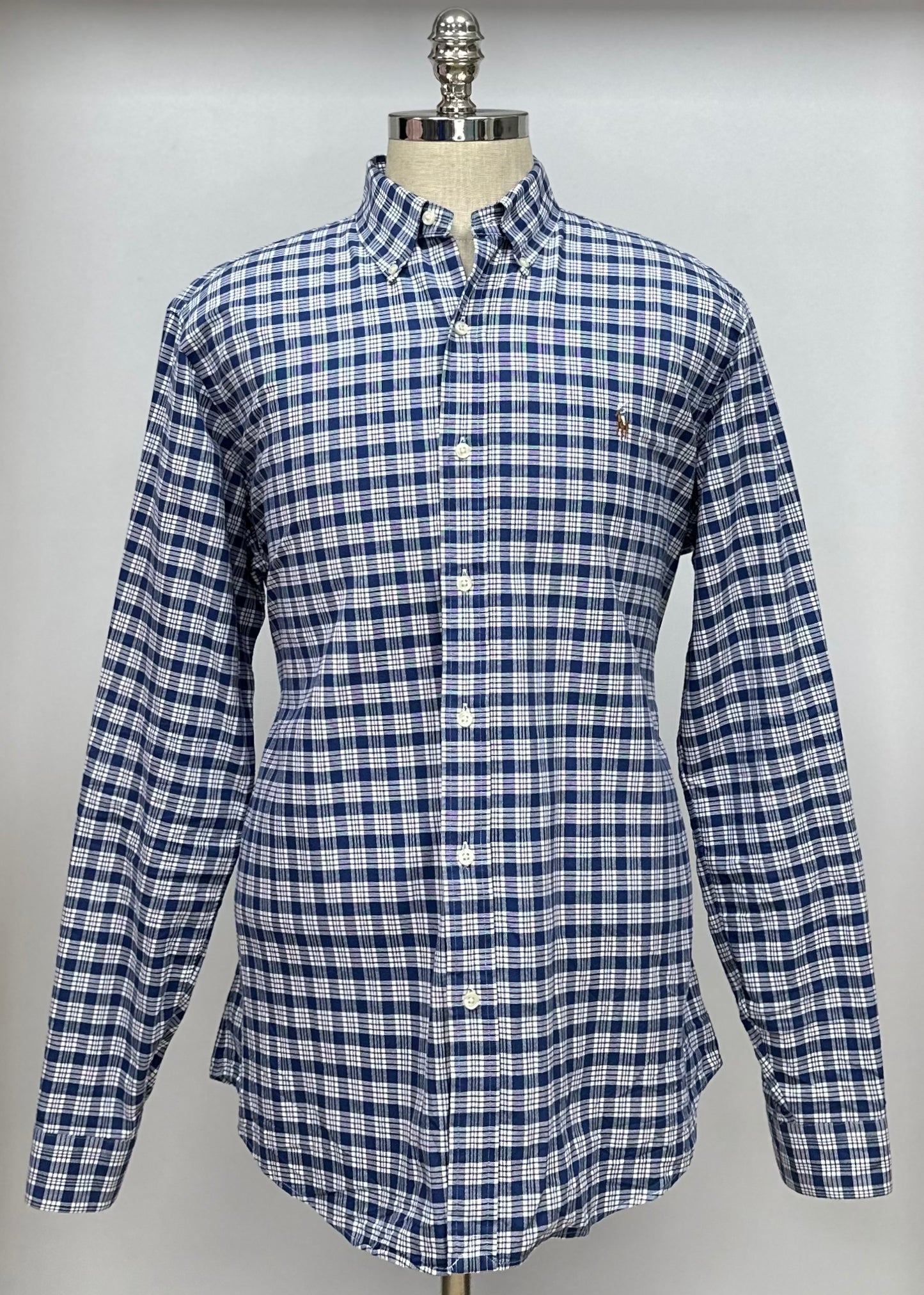 Camisa Polo Ralph Lauren 🏇🏼 de cuadros tartán en color azul, rojo y blanco Talla XL Entalle Clásico