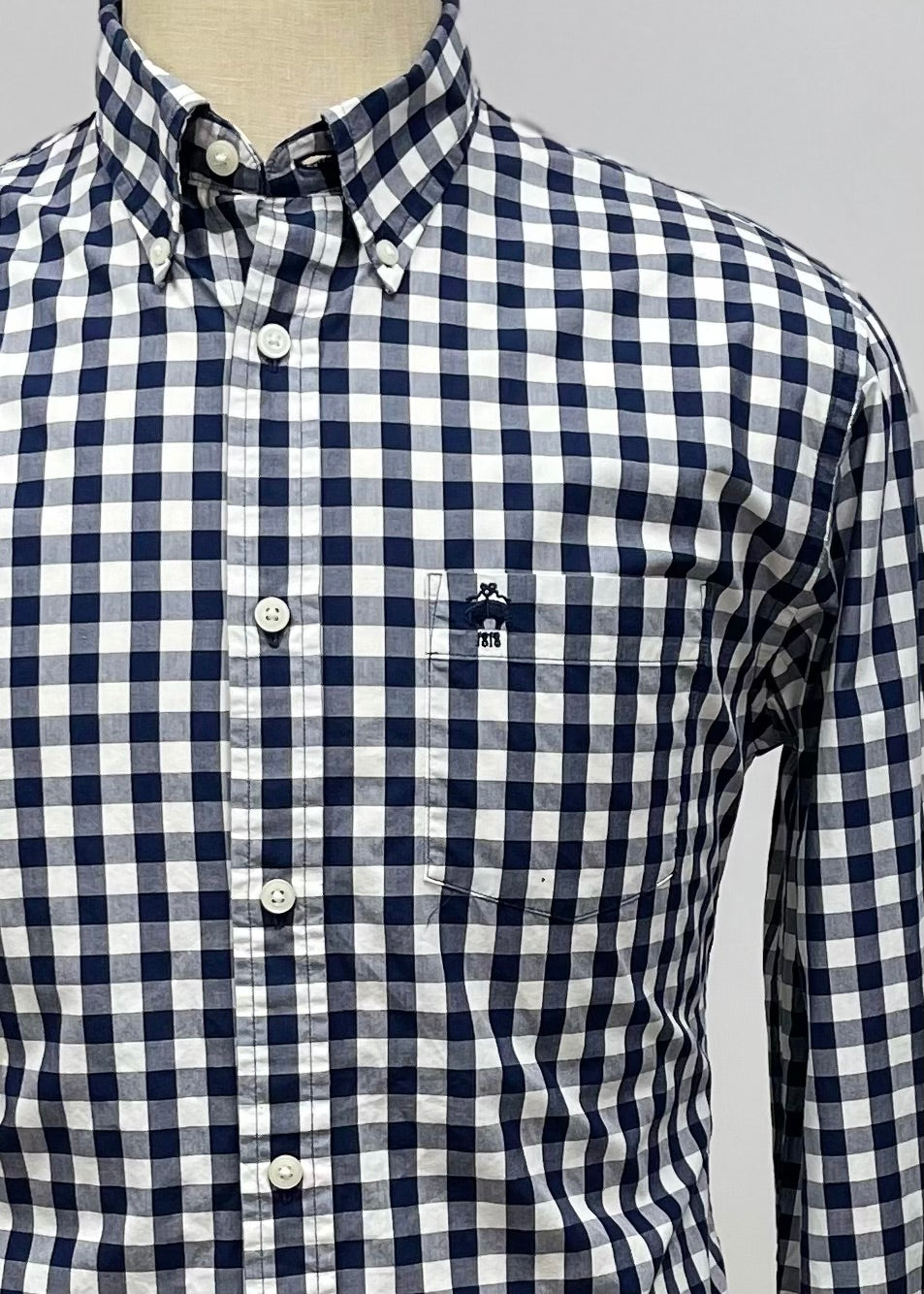 Camisa Brooks Brothers 🐑 con patron de cuadros gingham en negro y blanco Talla M Entalle Regular