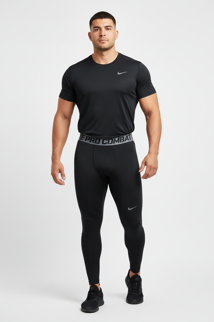 Malla de entrenamiento licra Nike ✔️ Pro Dri-FIT para hombre en Color negro cintura gris Talla L