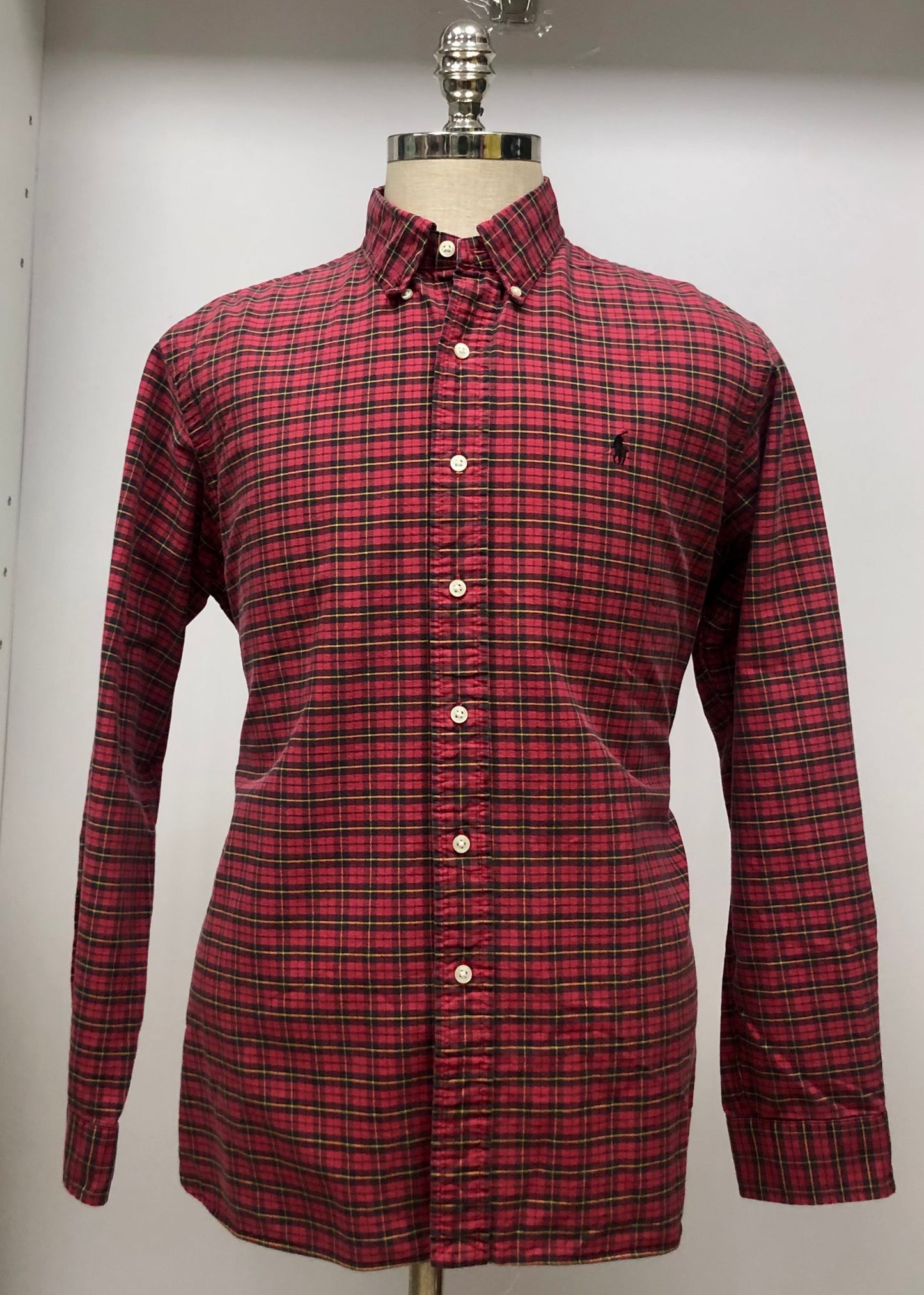 Camisa de botones Polo Ralph Lauren 🏇🏼 Oxford de cuadros gingham rojo, amarillo y negro Talla M Entalle Regular