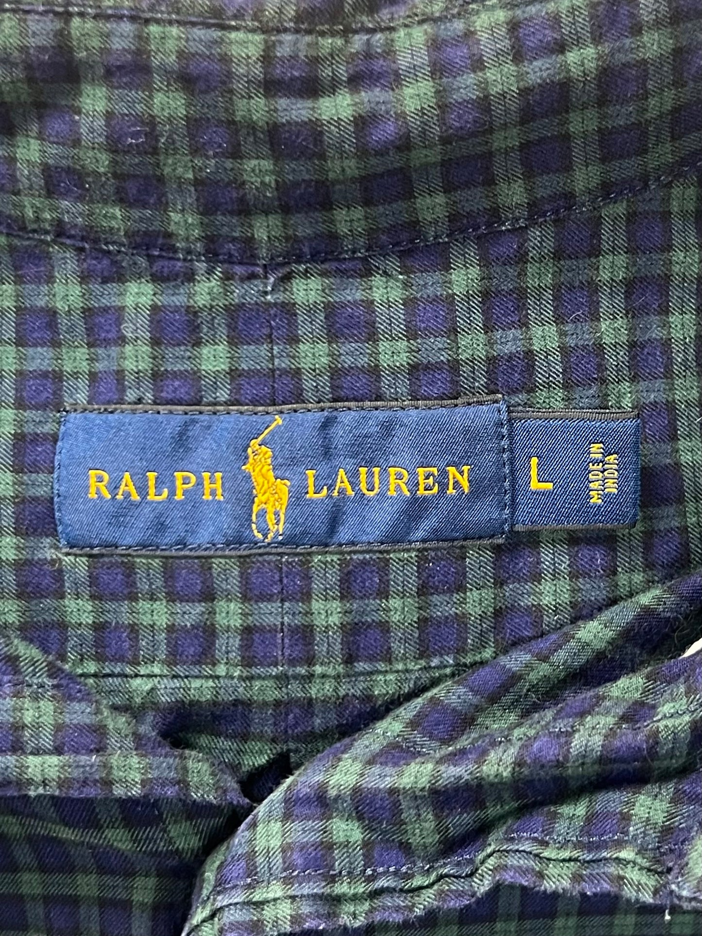 Camisa Polo Ralph Lauren 🏇🏼 de cuadros verde oscuro y azul navy Talla L Entalle Regular
