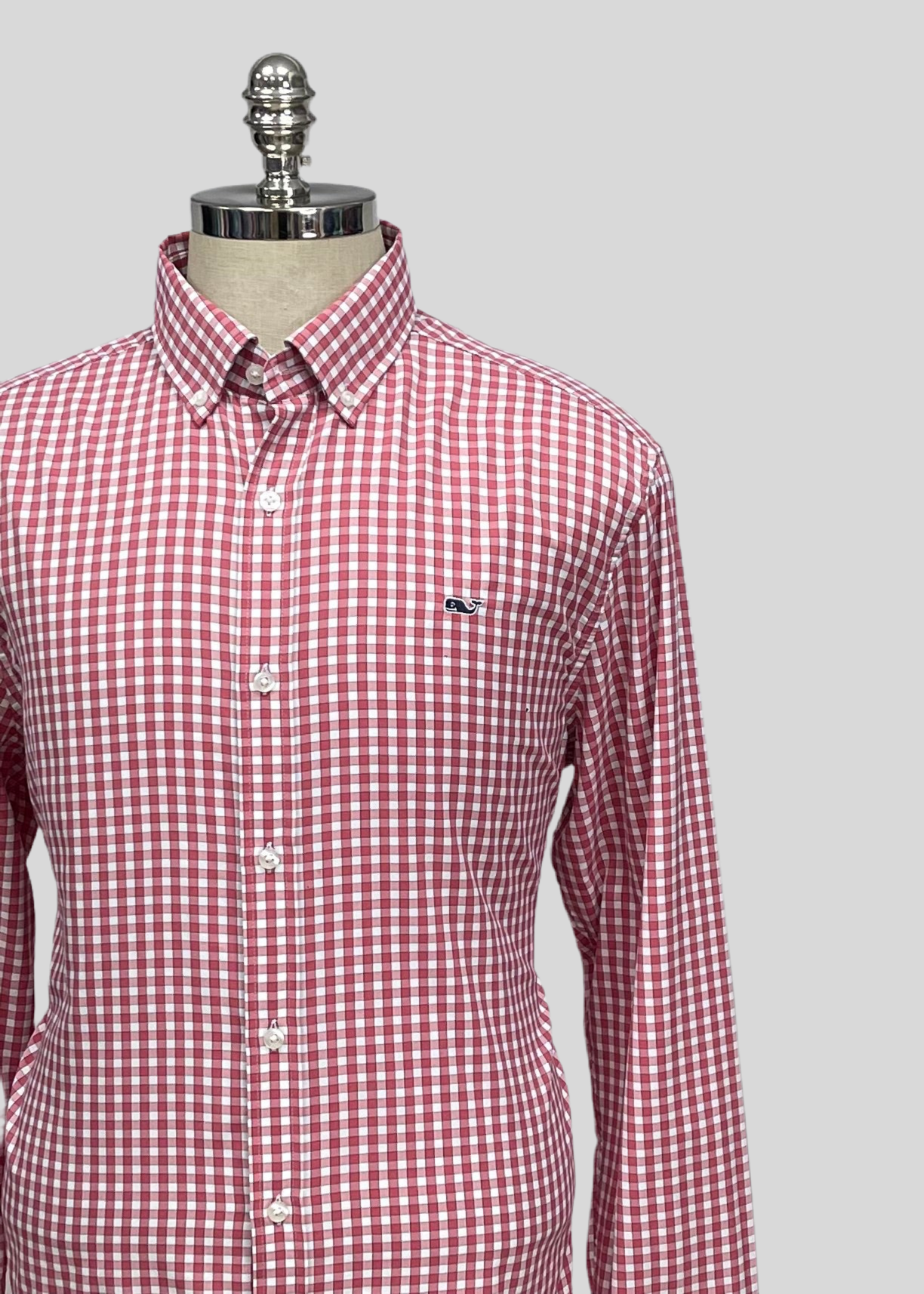 Camisa de botones Vineyard Vines 🐳 Performance color blanco de cuadros gingham en color rojo Talla L Entalle Regular