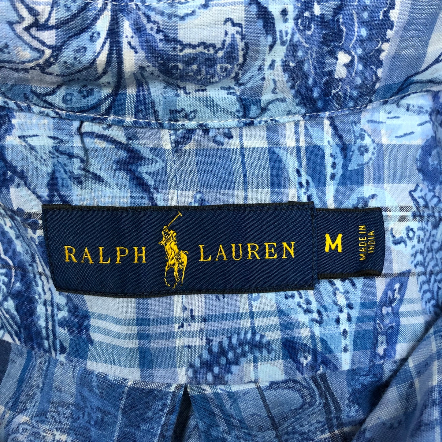 Camisa de botones Polo Ralph Lauren 🏇🏼 color azul indigo y blanco con diseño floral Talla M Entalle Regular