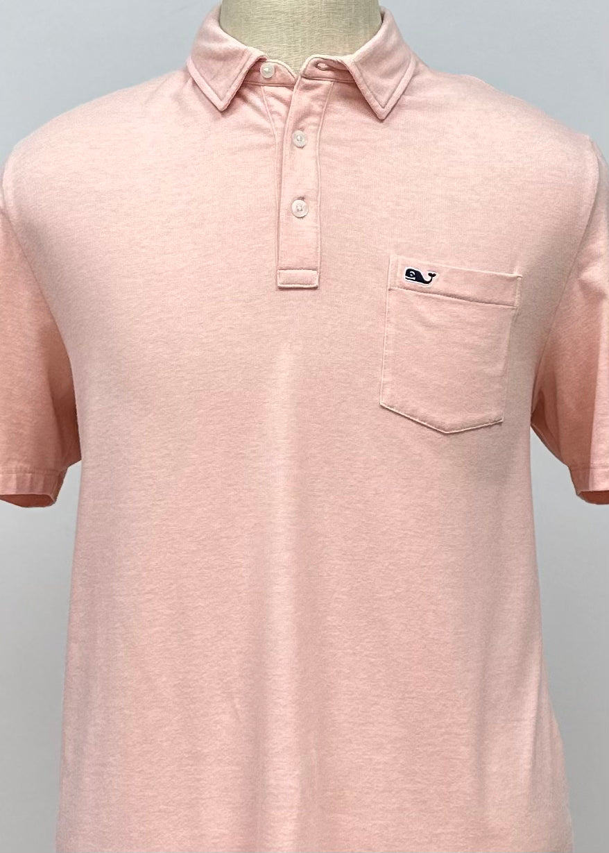 Camiseta Polo Vineyard Vines 🐳 con diseño de finas rayas en color salmón Talla L Entalle Regular