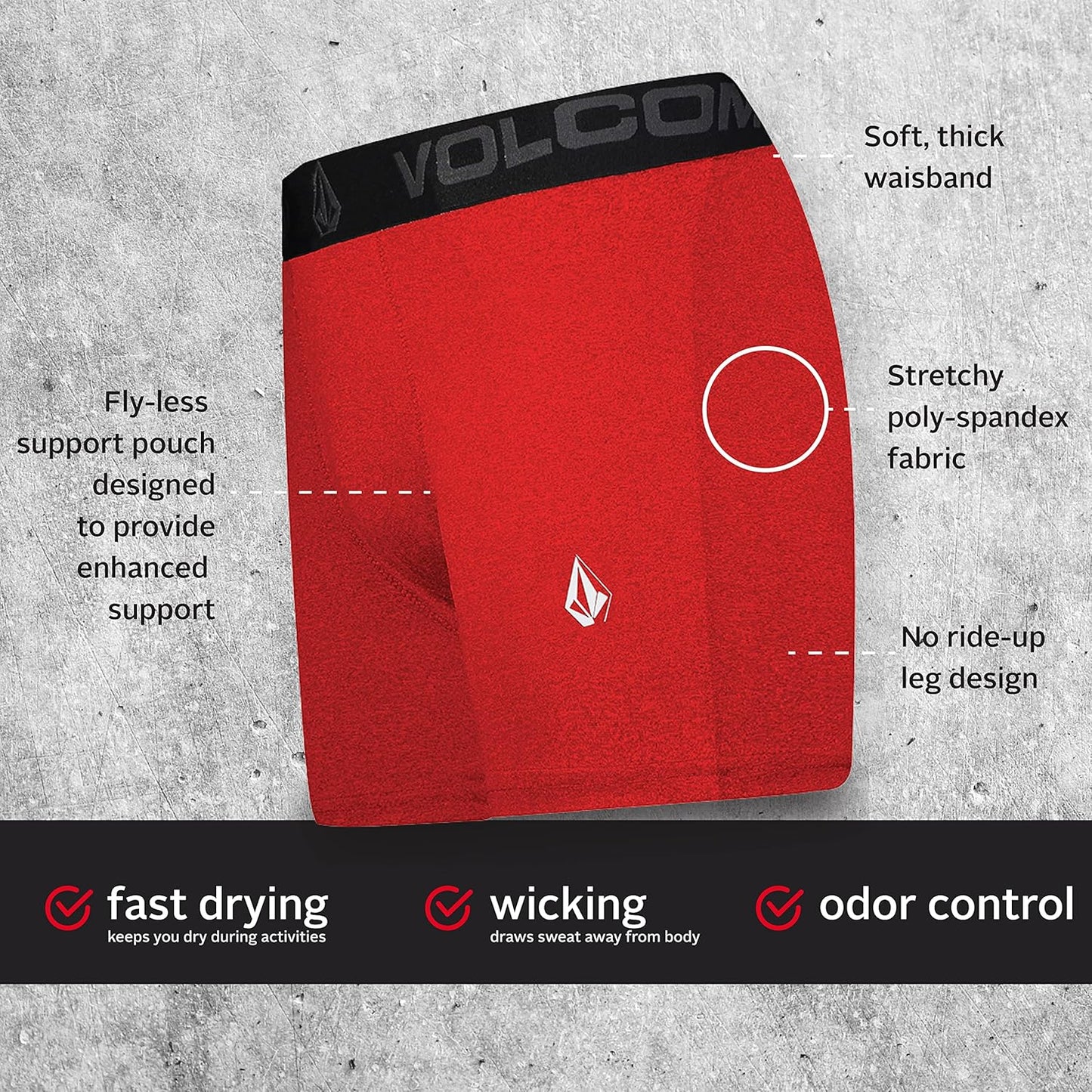 Boxers Briefs Volcom 🏄🏽‍♂️ Tela Performance color negro Talla L