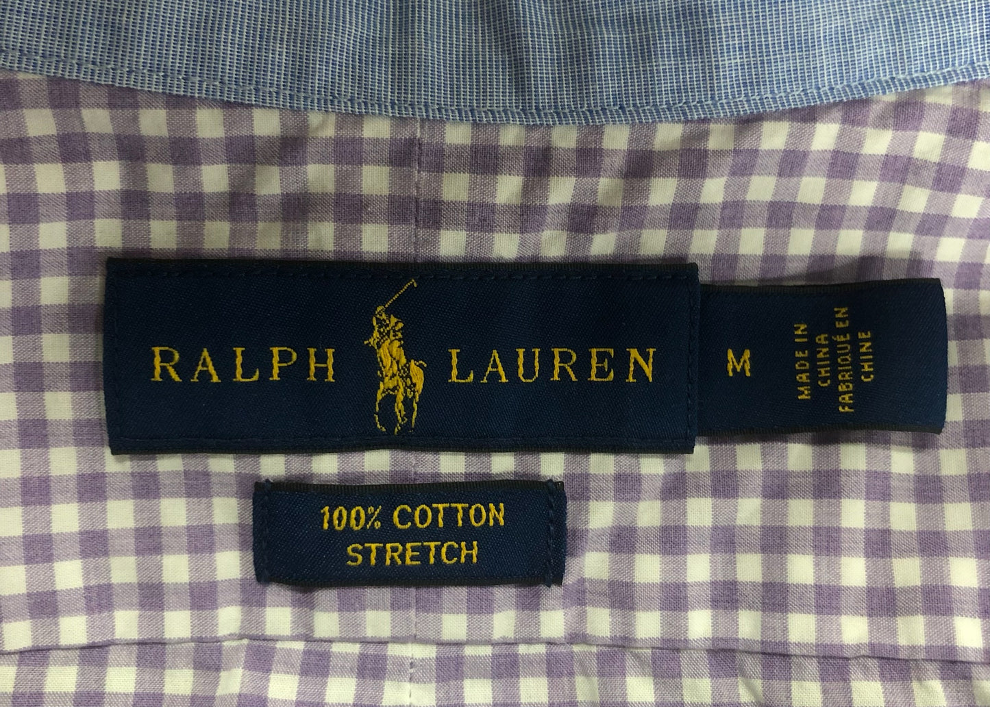Camisa Polo Ralph Lauren 🏇🏼 de cuadros gingham en color lila y blanco Talla M Entalle Regular
