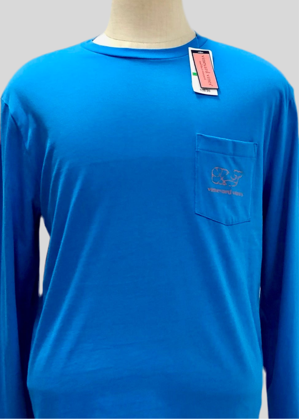 Camiseta cuello redondo Vineyard Vines 🐳 color azul con Diseño de ballena basquetbol en naranja Talla L