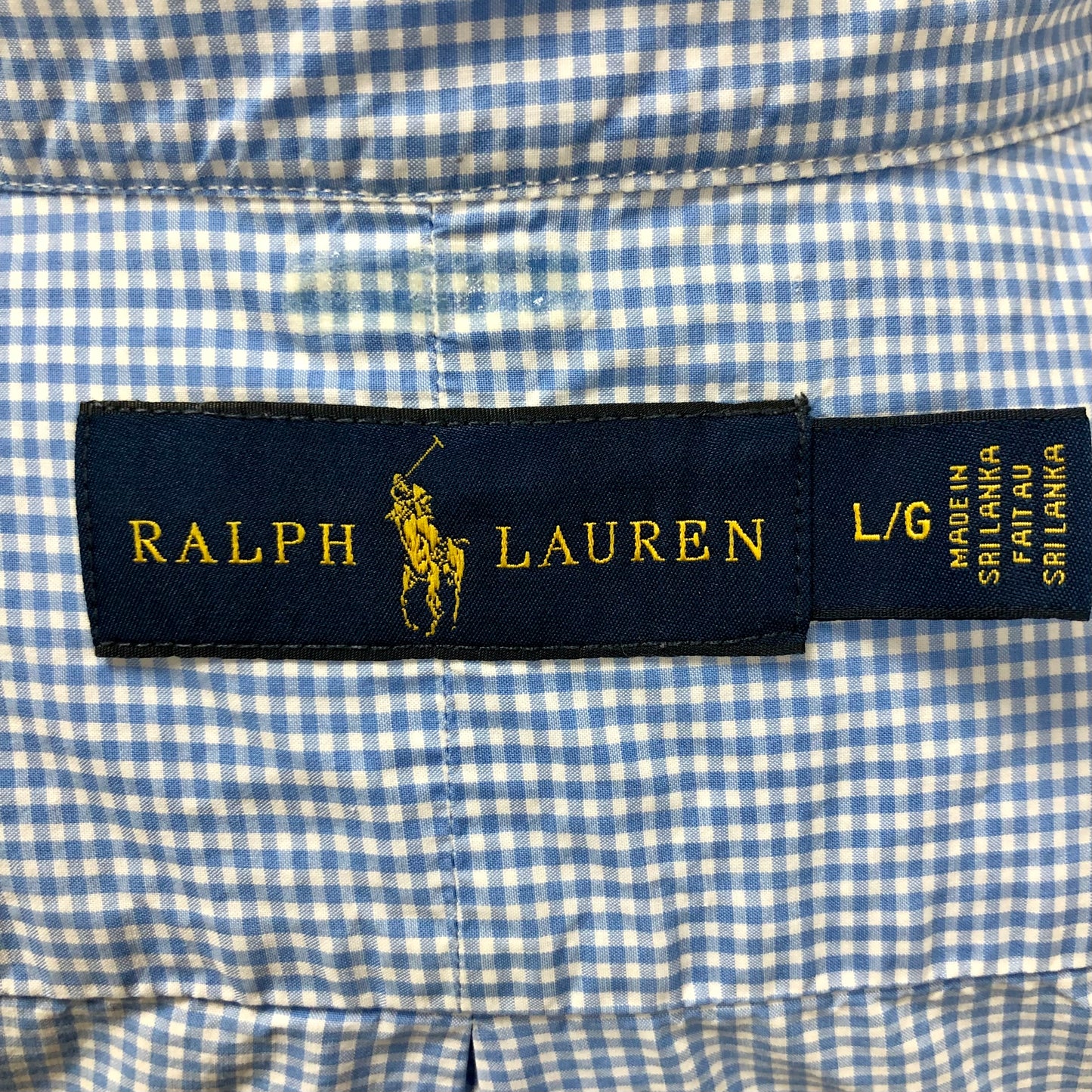 Camisa Polo Ralph Lauren 🏇🏼 de cuadros gingham celeste y blanco Talla L Entalle Regular