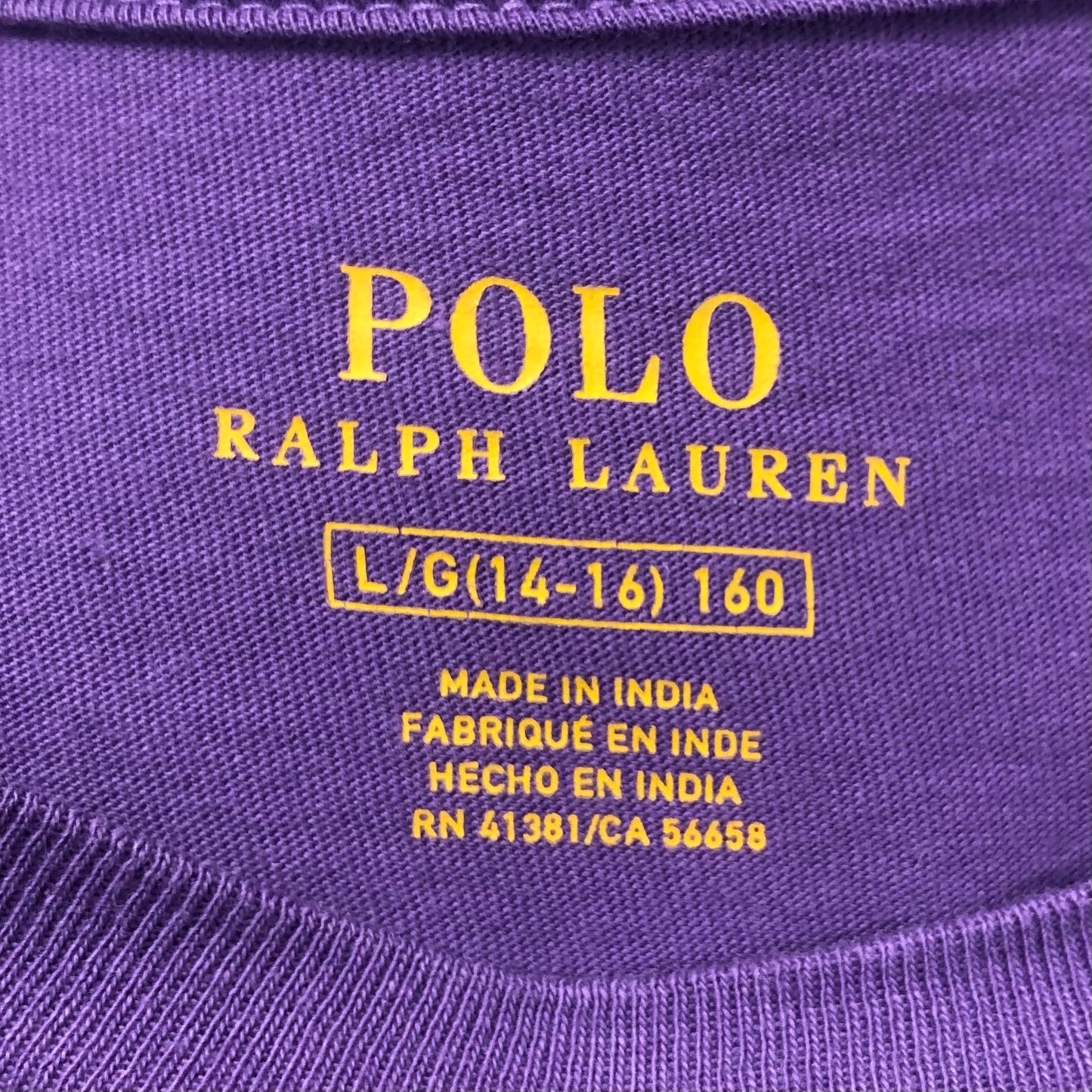 Camiseta cuello redondo de niño Ralph Lauren 🏇🏼 Color morado Talla L (14-16) Entalle Regular (ver descripción)