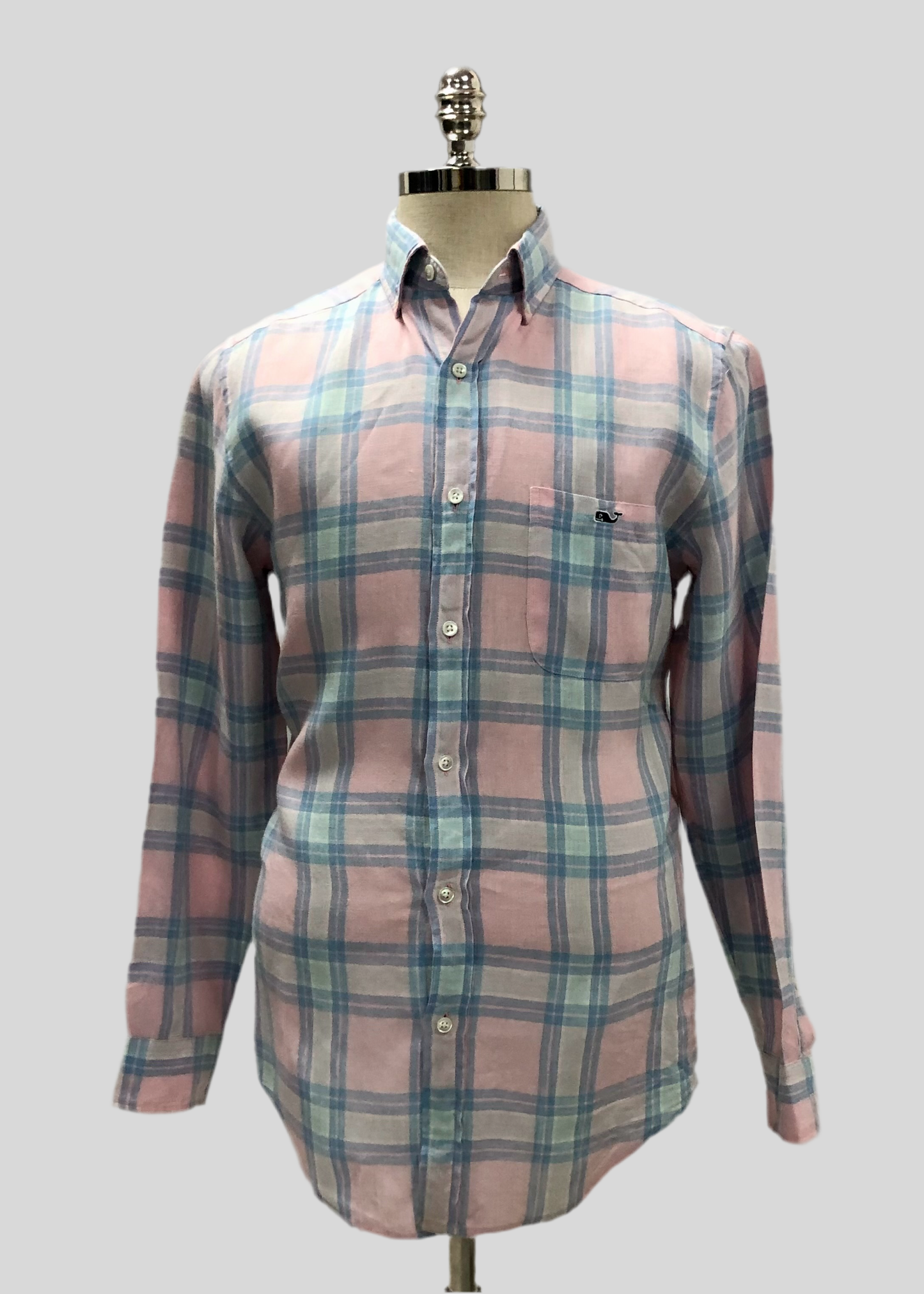 Camisa de botones Vineyard Vines 🐳 De Lino color de cuadros en rosado, celeste y azul Talla S Entalle Clásico
