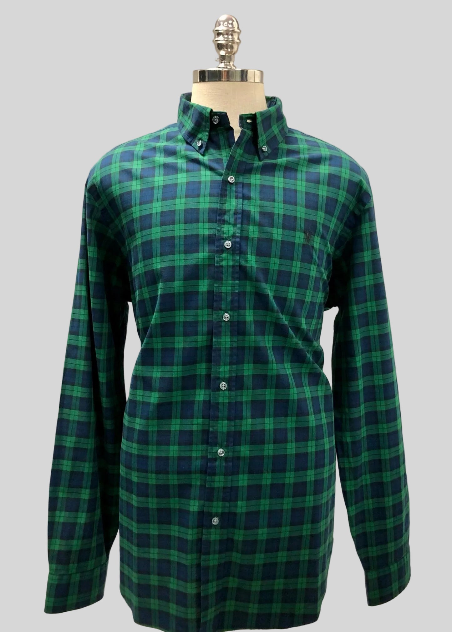 Camisa Polo Ralph Lauren 🏇🏼 de cuadros verde oscuro y azul navy Talla XL Entalle Clásico