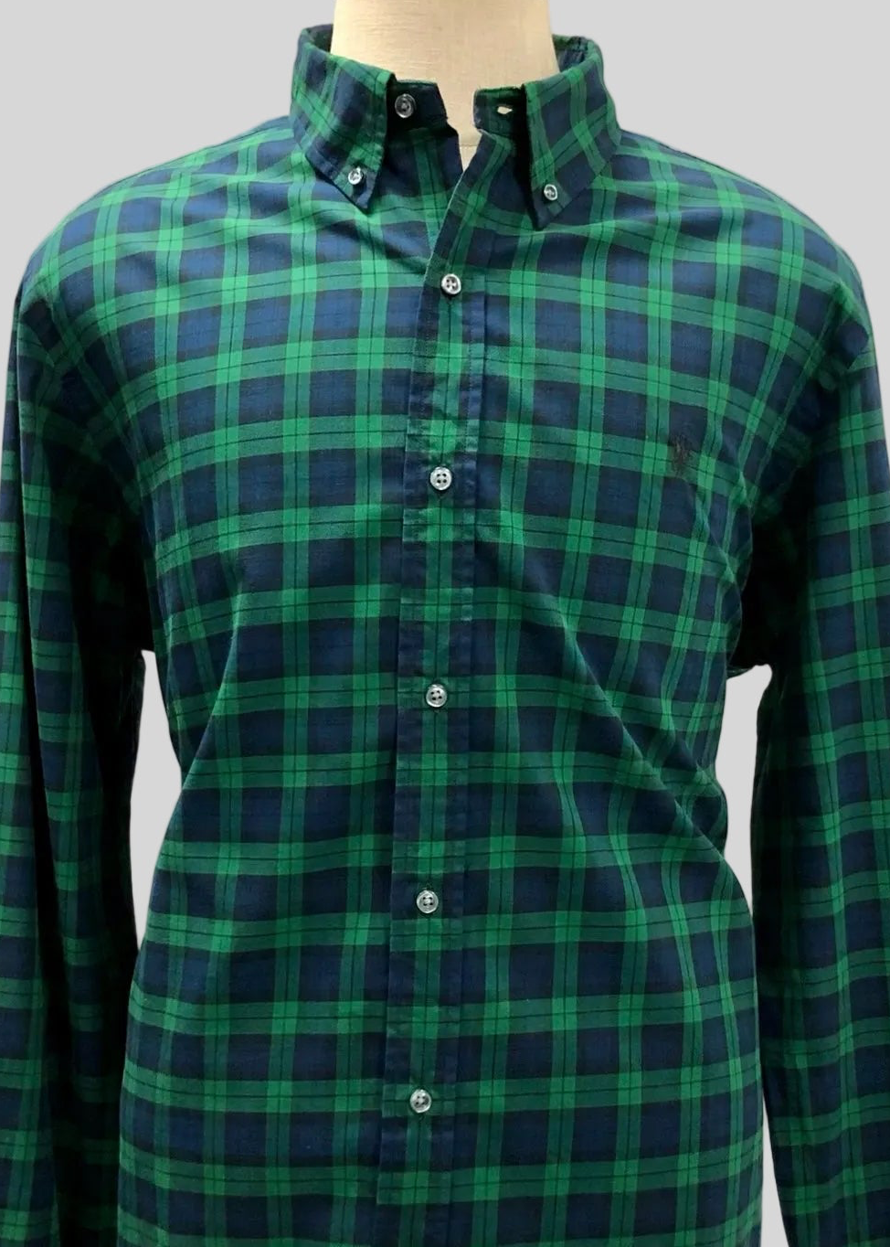 Camisa Polo Ralph Lauren 🏇🏼 de cuadros verde oscuro y azul navy Talla XL Entalle Clásico