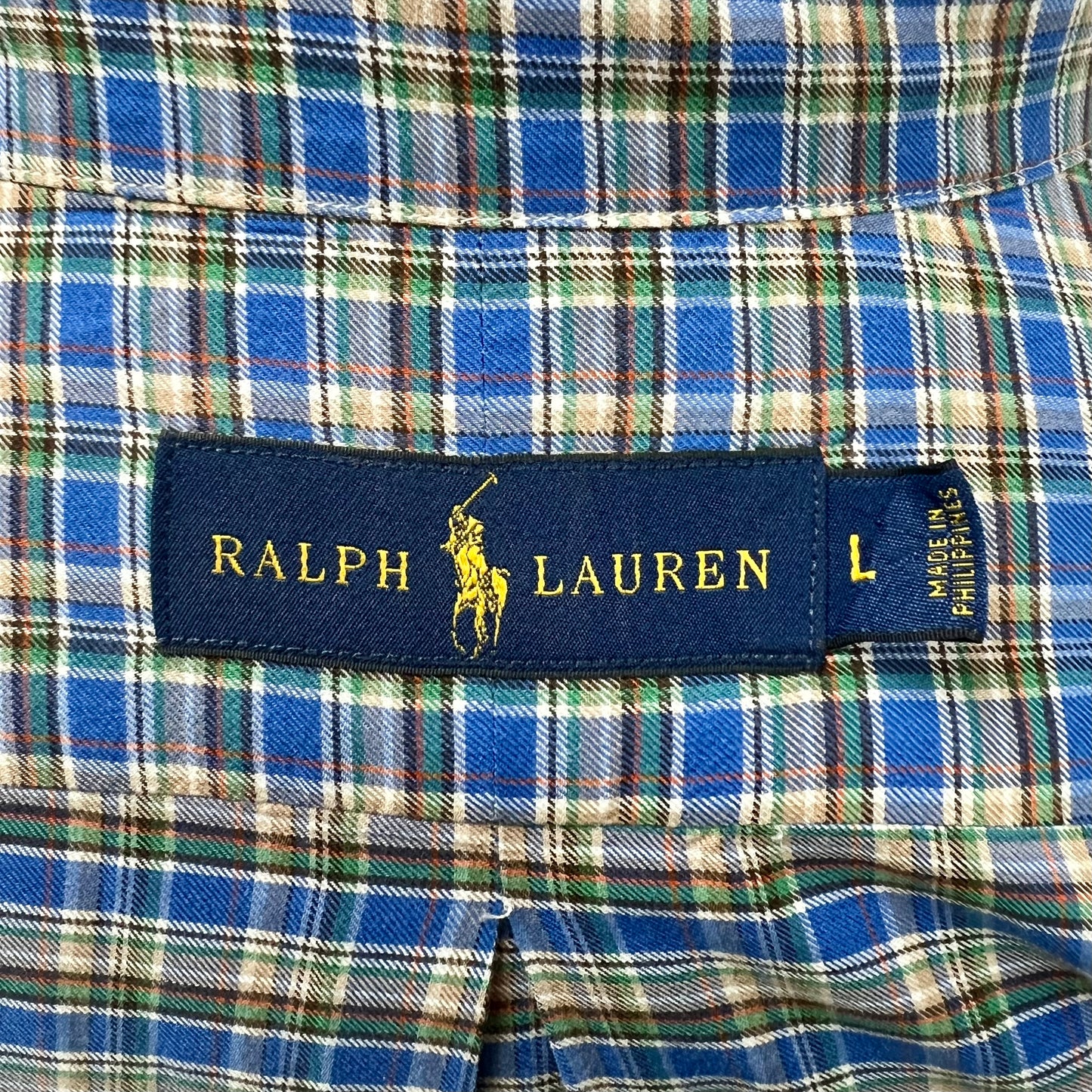 Camisa Polo Ralph Lauren 🏇🏼 de cuadros en color azul, verde y kaki Talla L Entalle Regular