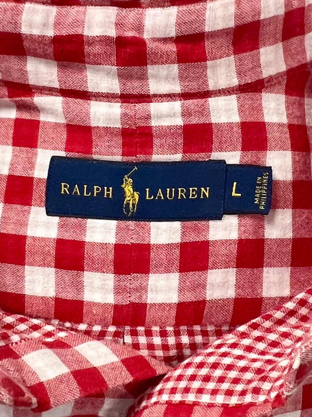 Camisa de botones Polo Ralph Lauren 🏇🏼 Forrada de cuadros gingham rojo y blanco Talla L Entalle Regular