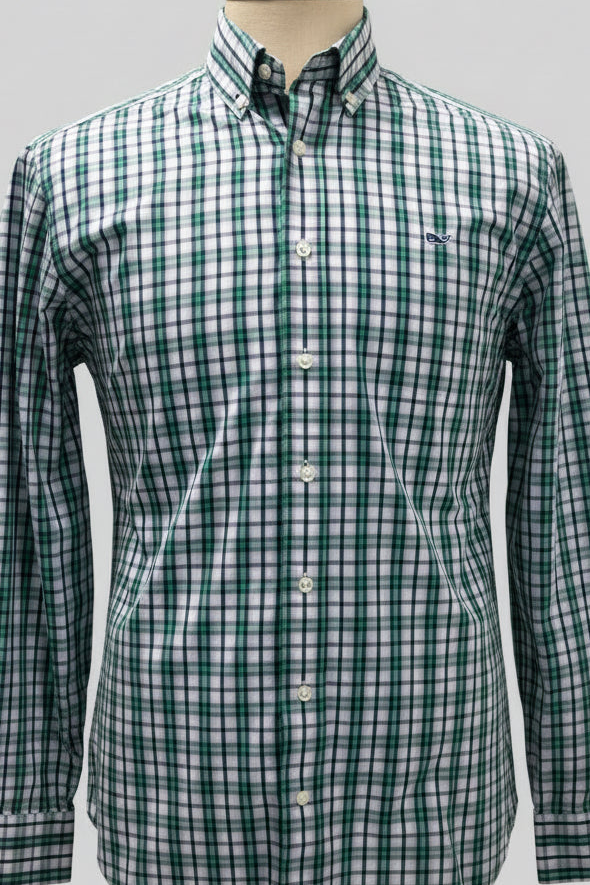 Camisa de botones Vineyard Vines 🐳 color blanco de cuadros en rosado, azul y verde Talla M Entalle Slim Fit