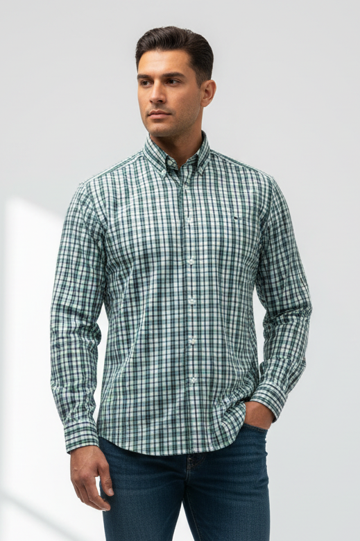 Camisa de botones Vineyard Vines 🐳 color blanco de cuadros en rosado, azul y verde Talla M Entalle Slim Fit