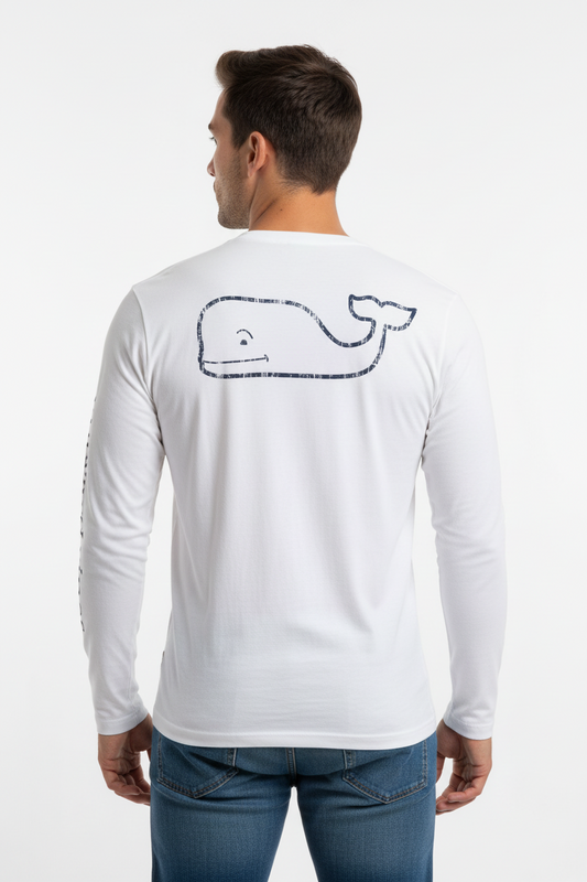 Camiseta cuello redondo Vineyard Vines 🐳 color blanco con Diseño de ballena Talla S